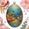 thumbnail image 6 of Oval Framed Wall Art Colorful Coral Fish Sea Turtle Underwater Cartoon Vibrant Tropical Canvas Wall Art Oval Vintage Wall Decor Prints Hanging Decor for Home Bedroom Living Room Office 8"x11.4", 6 of 7