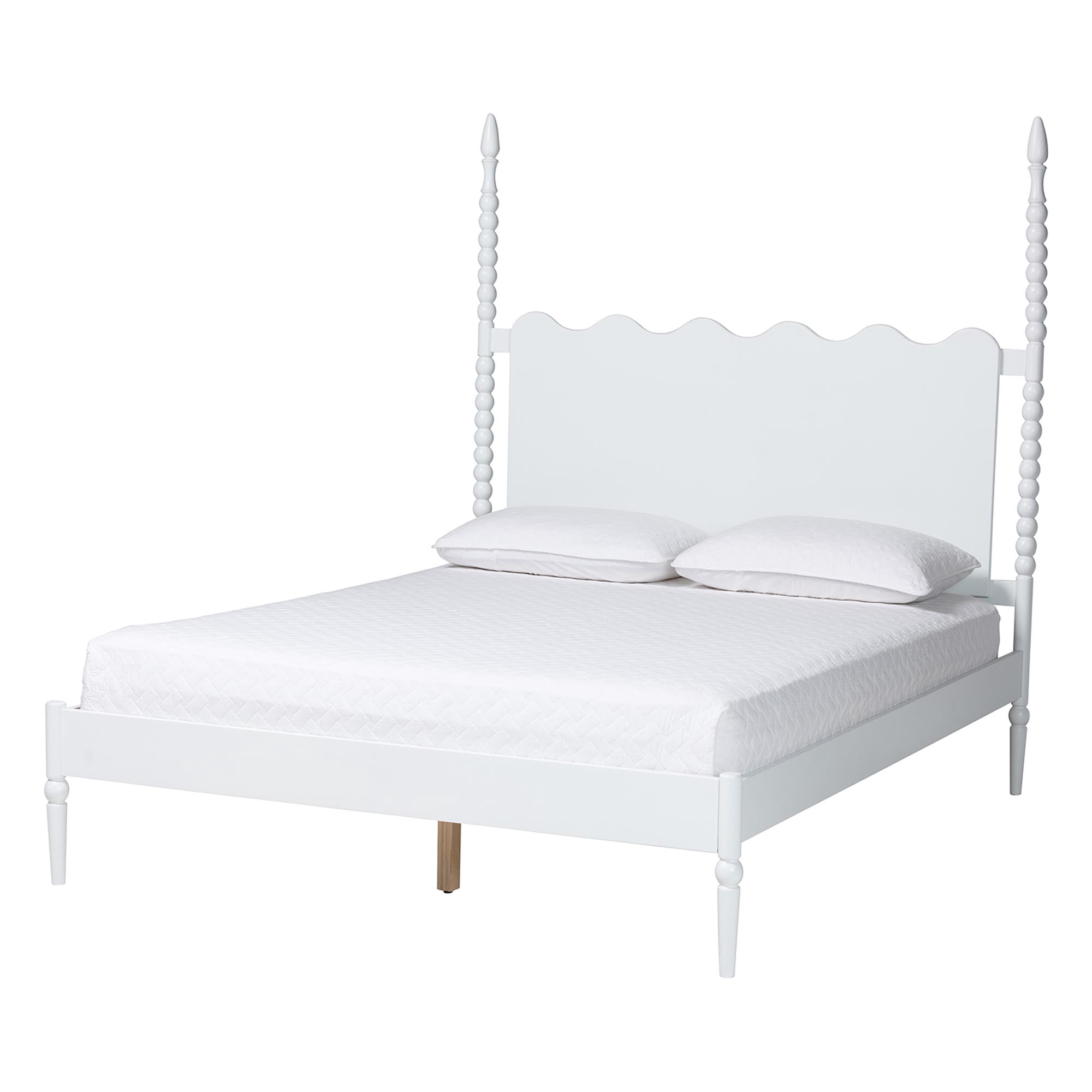 Baxton Studio Brantley Modern Farmhouse Bedroom Set, Queen, 4-Piece, White