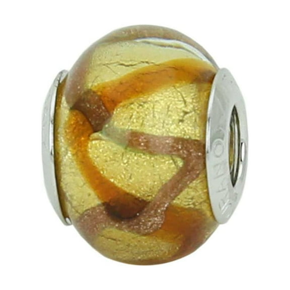 GlassOfVenice Murano Glass Sterling Silver Topaz Waves Gold Charm Bead