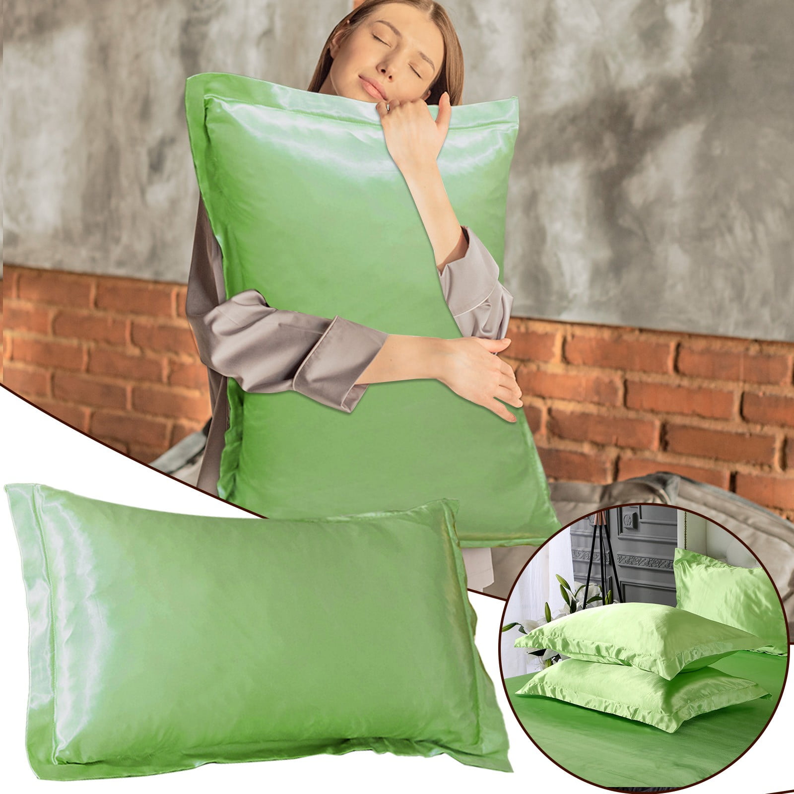 ã Yilirongyummã Solid Color Silk Pillowcase Silk No Zipper Envelope