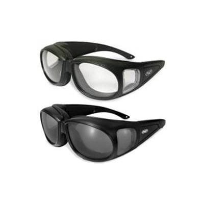2 Motorcycle Safety Sunglasses Fits Over MOST Rx Glasses Smoke and Clear Day & Night Usage Meets ANSI Z87.1 Standards For Safety Glasses Has Soft Airy Foam