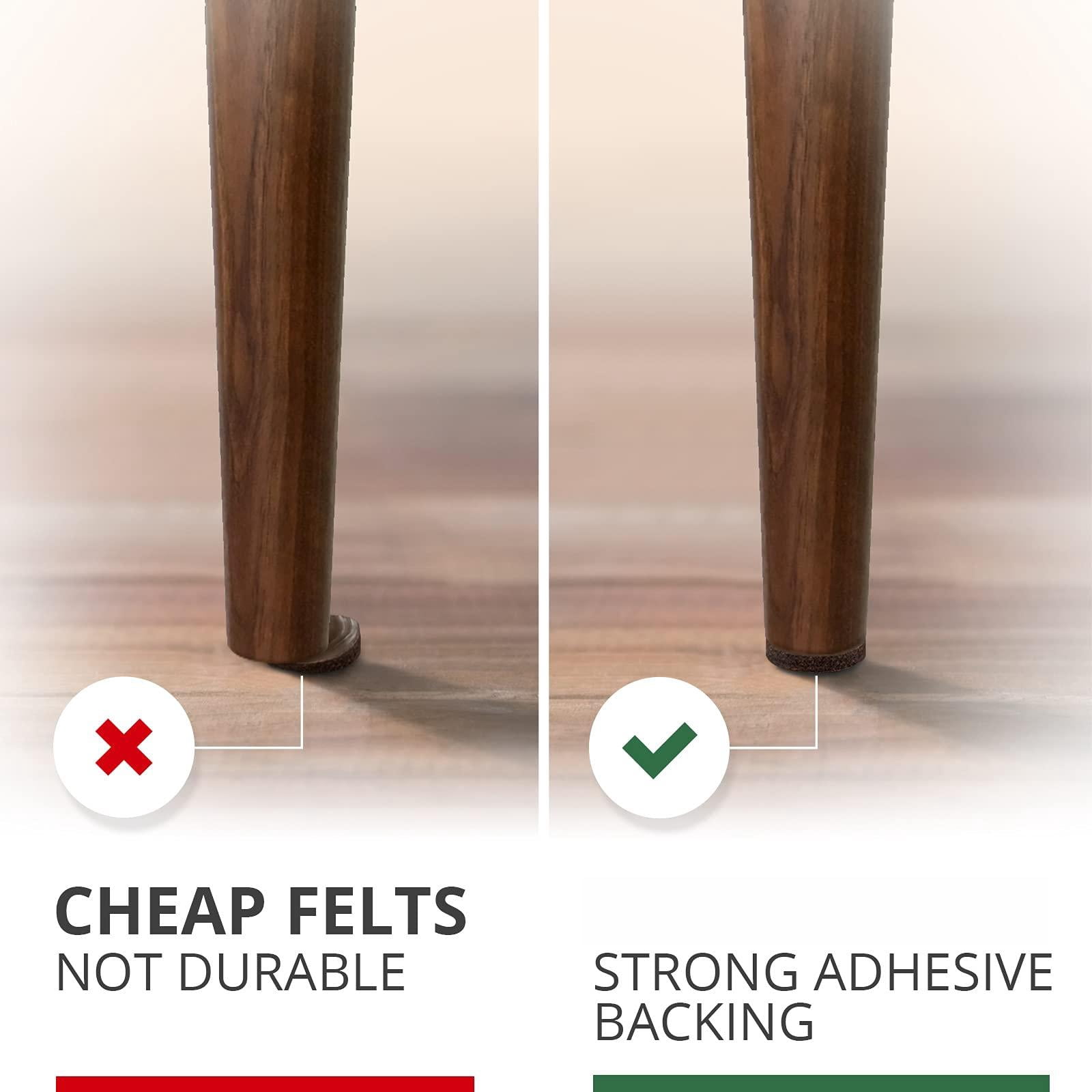 Felt Furniture Pads  - 48 Floor Protector Chair Felts For Feet Wood Floors Hardwood Protect Your Hard Floors! (brown)