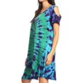 thumbnail image 4 of Sakkas Sienna Women's Knit Cold Shoulder Short Sleeve Flared Shift Short Dress - Turq - One Size, 4 of 5