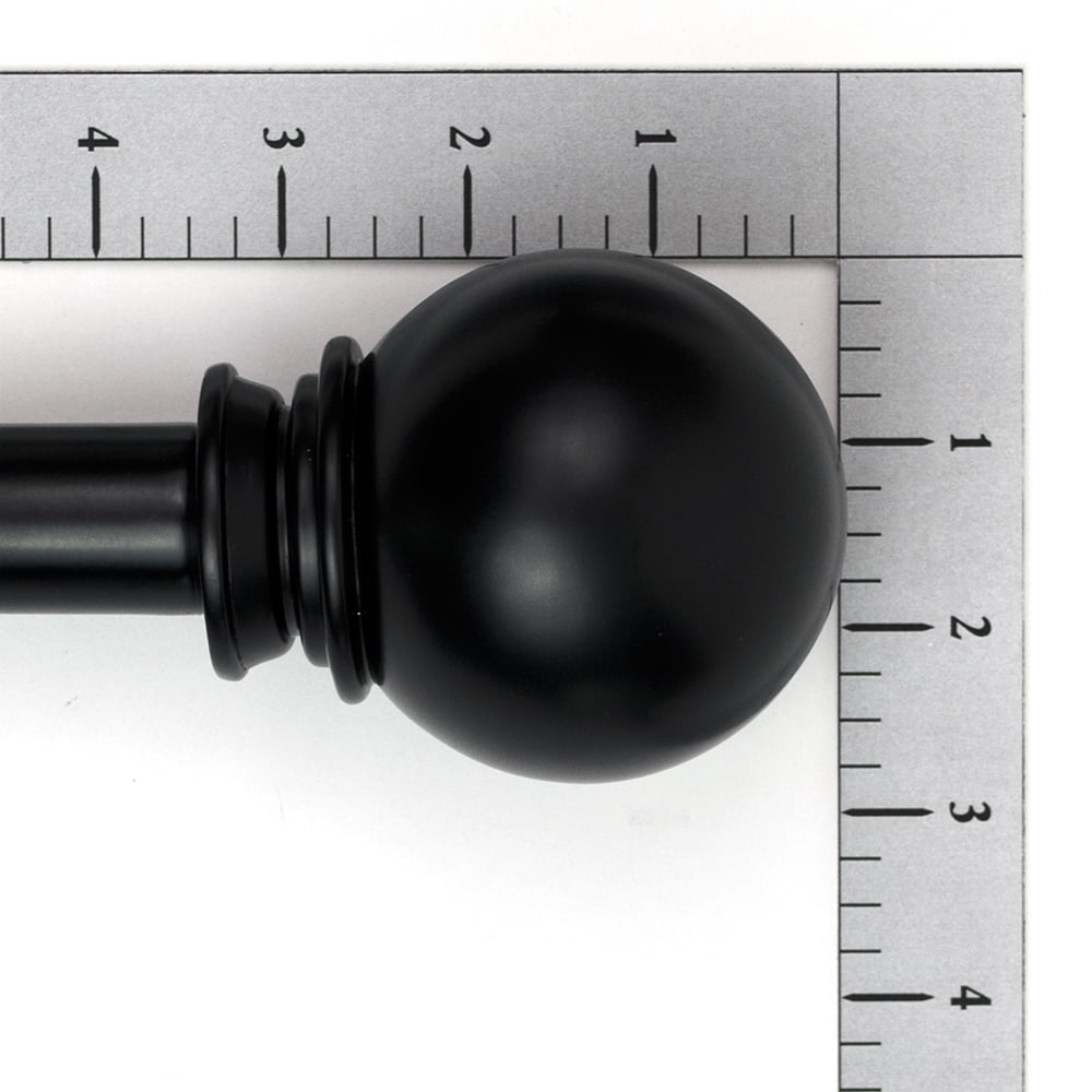 Lumino 1" and 5/8" Black Classic Ball Adjustable Double Curtain Rod Set, 42"-120"