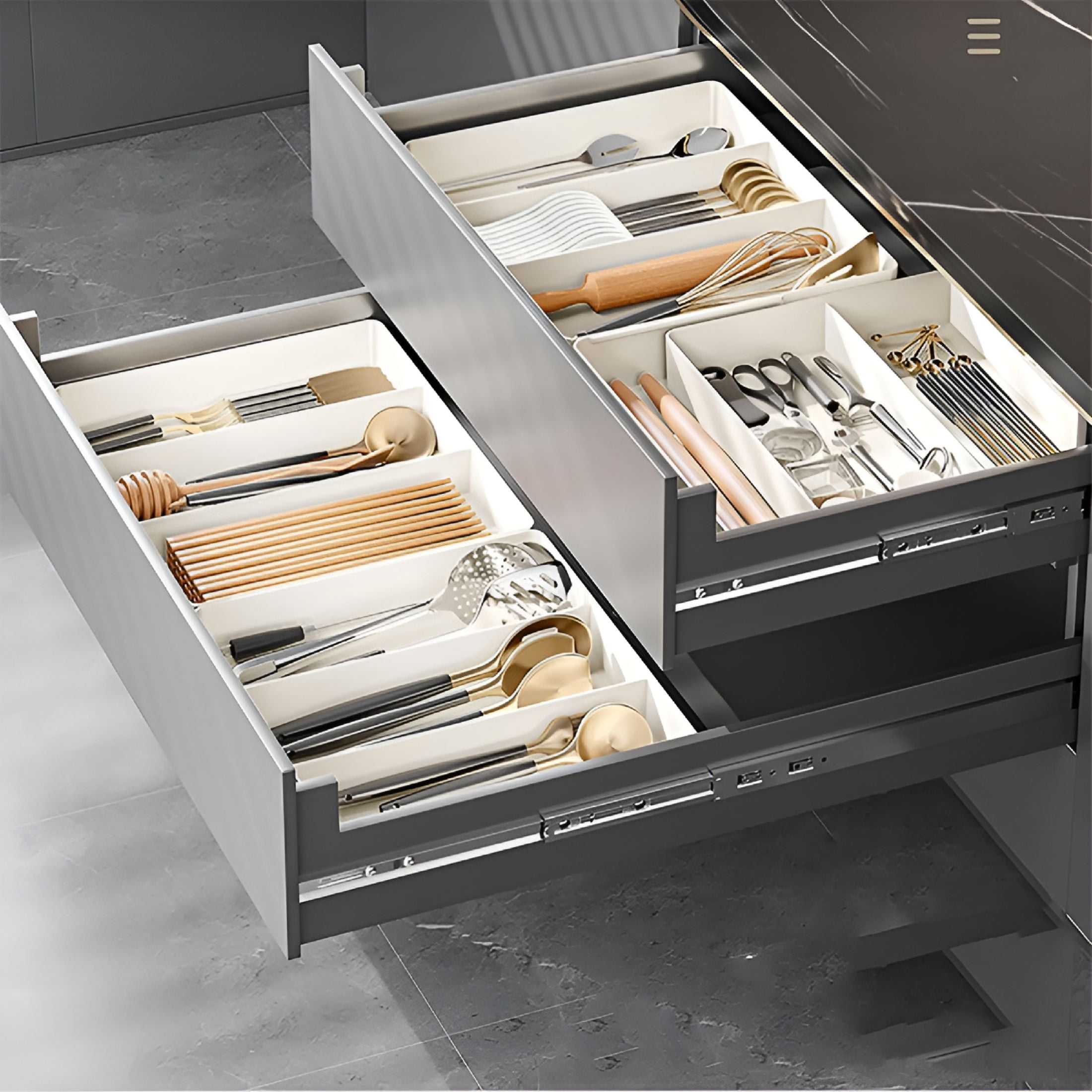 ACDANC 2026 New Utensil Organizer for Kitchen Drawers,5 Cell Expandable Silverware Flatware Cutlery Storage Tray,Large Utensil Holder Organize Forks,Spoons,Knives Fits Most Drawers for Kitchen