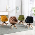 thumbnail image 6 of Modern Swivel Office Chair Dining Chair with Rubber Wood Legs &Thick Felt Foot Pads, Velvet Tufted Upholstered Accent Chair, Cute Vanity Chair Armchair for Living Room Bedroom, Olive, 6 of 7