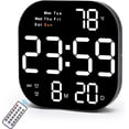 thumbnail image 1 of Reloj de pared digital, reloj despertador digital LED de 10,5 pulgadas, pantalla grande con control remoto, fecha y temperatura, atenuación automática, día de la semana, para sala de estar, oficina, d, 1 of 4