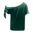 thumbnail image 5 of MIXUE Boho Tops For Women Summer Satin Solid Color Off Shoulder Sleeveless Vest Tshirts Streetwear,Green,S, 5 of 5