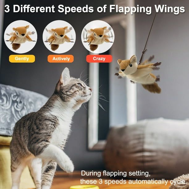 Furrygo Interactive Cat Toys Flapping Squirrel for Indoor Cats Rechargeable Cat Toy Vivid Chirping, Automatic Beating Wings Kitty Toys with Catnip for Furrygo Interactive Cat Toys Flapping Squirrel for Indoor Cats Rechargeable Cat Toy Vivid Chirping, Automatic Beating Wings Kitty Toys with Catnip for