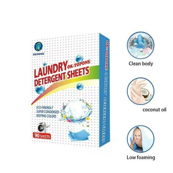 Laundry Detergent Sheets 90 pcs, Hypoallergenic Eco-Friendly Unscented Laundry Sheets