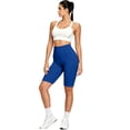 thumbnail image 5 of Knee Length Biker Shorts for Women Tummy Control Yoga Workout Gym Running Volleyball Compression Shorts with Pockets, L, 5 of 8