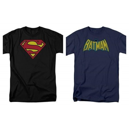 2 Pack Combo Superman & Batman Logo DC Comics Black and Blue Men's (Best Batman Superman Comics)