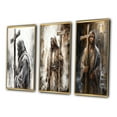 thumbnail image 3 of Designart "Iconic Jesus with Cross III" Religious Landscape Framed Wall Art Set Of 3 - Brown Religious Landscape Frame Canvas Set For Living Room Decor, 3 of 7