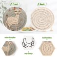 thumbnail image 4 of White Cat Blue Wall 6 Pcs Drink Coasters with Holder Absorbent Coasters Woven Coasters for Drinks Table Desk Protection Home Decor, 4 of 7