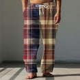 thumbnail image 2 of JIUKE Pajamas Pants for Men Drawstring Plaid Loungewear Baggy Comfy Elastic Waist Casual Trousers with Pockets, 2 of 5