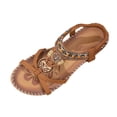 thumbnail image 2 of Caywon Sandals Women Comfortable Dressy Womens Flat Sandals Non Slip On Bohemian Summer Beach Shoes With Elastic Ankle Strap, 2 of 7