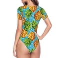 thumbnail image 4 of Daiia Pineapple print Women's Crew Neck Short Sleeve Bodysuit Fashion Tops Fit Casual Basic Extender Bodysuit-Large, 4 of 9
