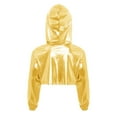 thumbnail image 3 of Doomiva Kids Girls Metallic Jazz Hip Hop Dance Crop Tops Long Sleeve Cropped Hoodies Shiny Pullover Sweatshirt Club Gold 6, 3 of 4