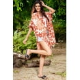 thumbnail image 2 of Brisas Discharge Printed Brown/Beige Beach Cover Up for Women Used as Swimsuit, Cardigan, Kimono for Super Soft Loungewear, Travel and Holiday - Floral Print, 2 of 5