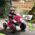 thumbnail image 2 of 12V Dinosaur Kids Ride On Car, 2 Seater Power Ride On Toy for Kids with Remote Control, Bluetooth, USB, 4 Wheel Suspension, Dinosaur Electric Toy Car for Boys and Girls Ages 3-8, Rose Pink, 2 of 6