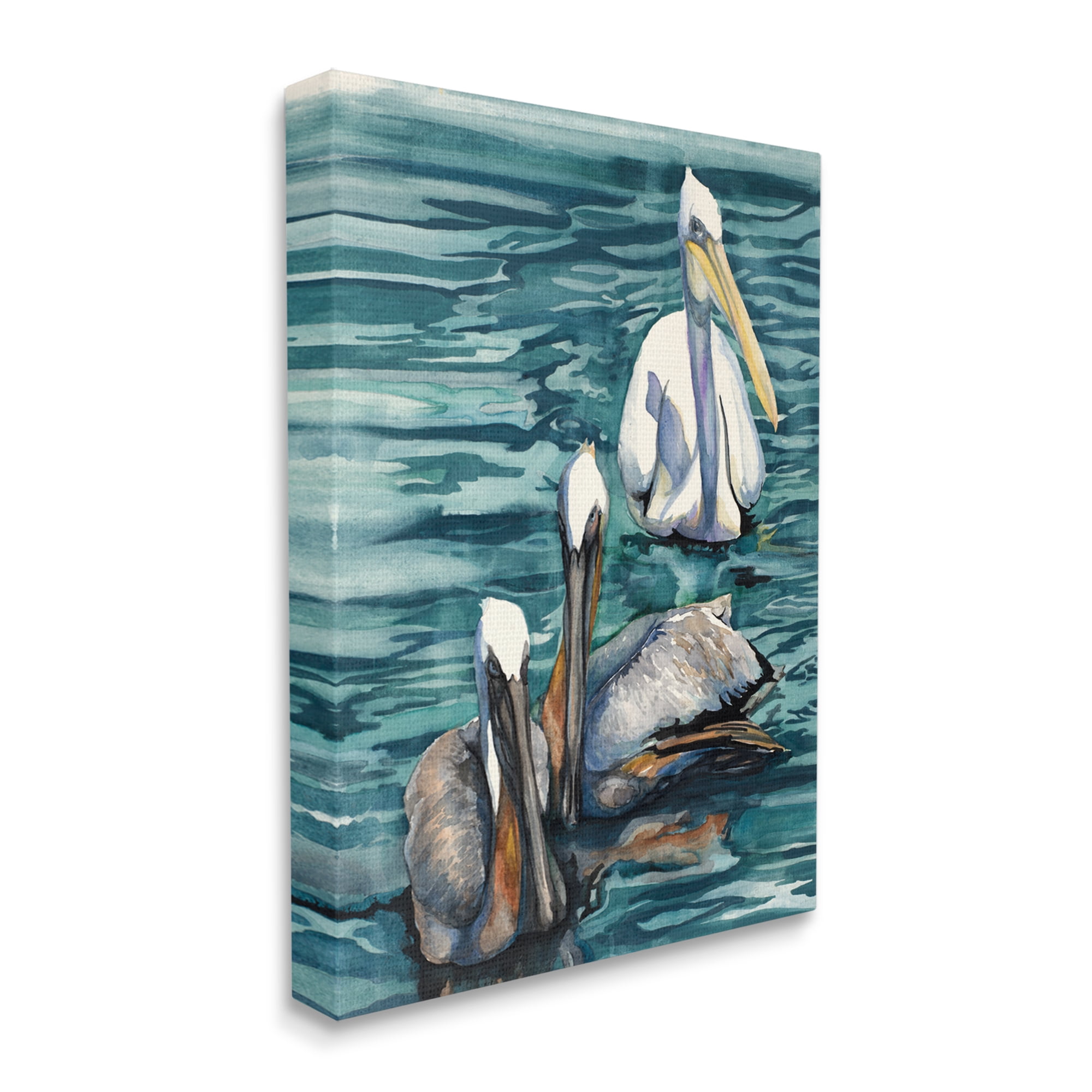 Stupell Industries Pelicans at Sea Painting Animals & Insects Painting Gallery Wrapped Canvas Print Wall Art, 30 x 40