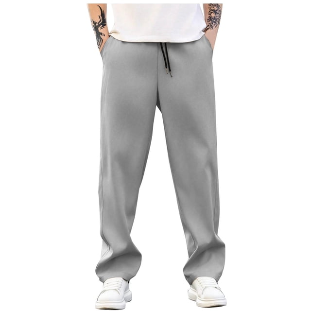 Pantalones de jogging informales para hombre: cintura elástica, cordón, poliéster de secado rápido, bolsillos, tallas M-XXXL para senderismo y deportes