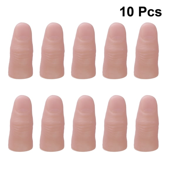 OUNONA 10Pcs Khaki Fake Fingers with Nail Trick Fingers Thumb Tips for Performance Prank