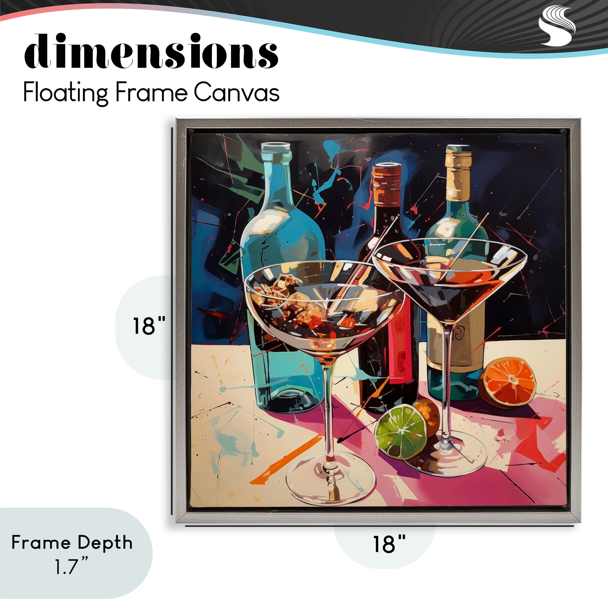 Stupell Industries Artsy Cocktails of Every Sip Gray Framed Floater Canvas Wall Art, design by Lazar Studio