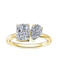 thumbnail image 1 of 1.00 Carat Excellent Radiant & Pear Shape Genuine Diamond Latest Design Engagement Two Stone Ring for Ladies Solid 18K Yellow Gold Size 7.5, 1 of 8