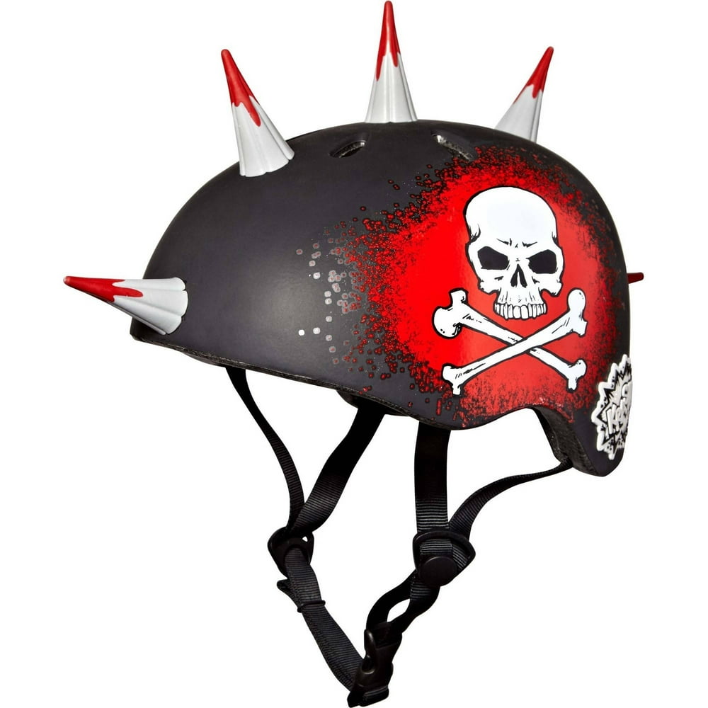 C-Preme 8032852 Krash! Jolly Roger Spikes Youth Helmet, Black/Red