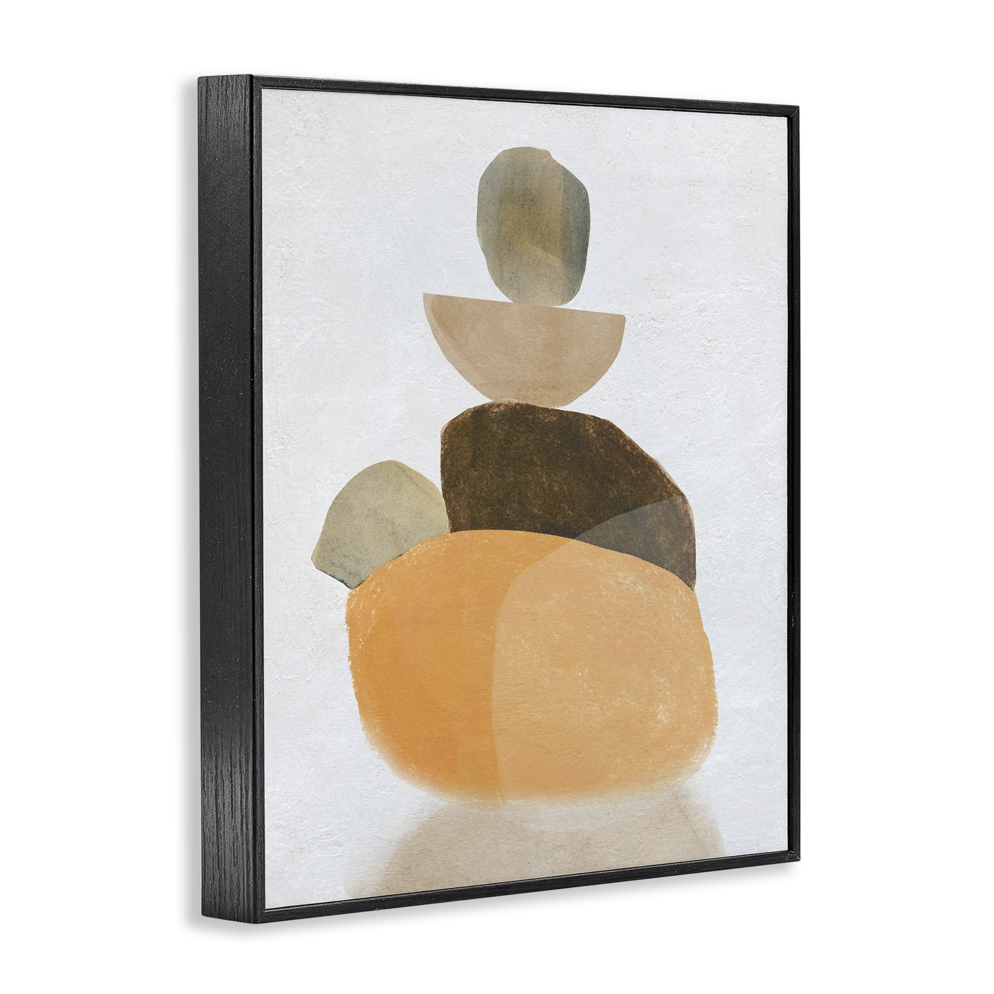 Stupell Industries Stacked Rocks Neutral Tones Abstract Painting Black Framed Art Print Wall Art, 11 x 14
