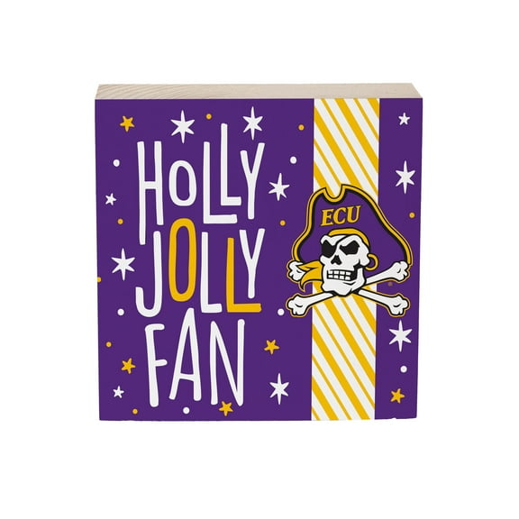 ECU Pirates 6" Holiday Wood Plock Shelf Sign