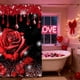 thumbnail image 5 of Lunxisen 2 Pcs Flower Shower Curtain Set Petals Heart Shape on Rustic Plank Lover Bathroom Curtain with Hooks Waterproof Polyester Fabric Bathroom Decorations, 5 of 8
