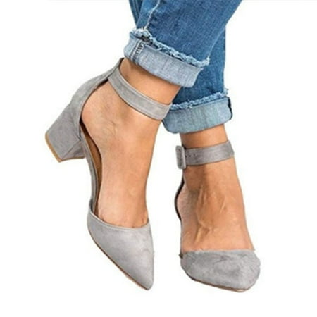 

Womens Block Chunky Heels Closed Toe Dress Shoes Stacked Heeled Sandals