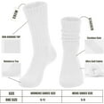 thumbnail image 2 of Women's Scrunch Crew Socks Retro 3-Pack Solid Cotton Boot Calf Socks Chunky Ribbed Cozy Slouchy Socks Size 5-11(White/White/Black), 2 of 6