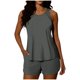 thumbnail image 1 of Conjunto de Bikini de Cintura Alta para las Mujeres Color Sólido sin Espalda Top de Hombro con la Parte Inferior de Corte Alto, Conjunto de Bikini de Corte Alto para las Mujeres, 1 of 9
