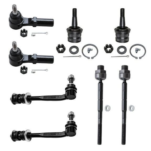 Detroit Axle - 8pc Front Lower Ball Joints, Sway Bars, Inner and Outer Tie Rod Ends
