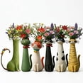thumbnail image 7 of Handcrafted Quirky Cat Vase, Whimsical Ceramic Cat Flower Vase - Cute Cat Shaped Flower Vase for Desk Shelf Decor - Decorative Cat Vase Home Decor, Unique Handcrafted Gift for Cat Lovers(Orange, 1PC), 7 of 7