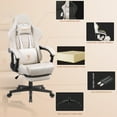thumbnail image 3 of Dowinx PU Leather Gaming Chair with Massage Lumbar Support High Back Adjustable Office PC Chair Swivel Task Computer Chair with Footrest, White, 3 of 5