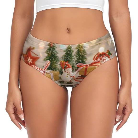 Womens Underwear - Holiday Christmas Stars No Show Seamless Underwear for Women, Stretch Women's Panties, Hipster Soft Comfort Ladies Panties Bikini Underwear Briefs