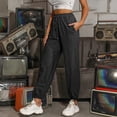 thumbnail image 4 of Pantalones bombachos informales con cordones y cintura alta sueltos de Color sólido para mujer a la moda Fridja  hfkajh101754, 4 of 6