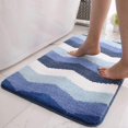 thumbnail image 3 of Wave Pattern Bathroom Rug Non Slip Bath Mat for Bathroom Water Absorbent Soft Microfiber Shaggy Bath Rug Thick Plush Floor Mats (Colorful C, 24"x35"), 3 of 4
