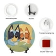 thumbnail image 5 of Lsque Bluey Pattern Ceramic Decorative Plate Decorative Plates with Display Stand Personalized Porcelain Plate Ceramic Ornaments for Wall Hanging Decoration-8in, 5 of 6