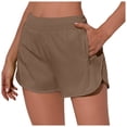 thumbnail image 4 of vigerkar Women's Athletic Shorts High Waisted Running Shorts Pocket Sporty Short Gym Elastic Workout Shorts Coffee, XL, 4 of 4