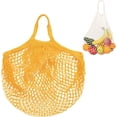 thumbnail image 1 of 1-Pack Cotton Mesh Bag, Reusable Washable Net String Grocery Bags, Produce Bags with Handle, Tote Bag for Fruits/Vegetables Shopping [Yellow, Short Handle], 1 of 5