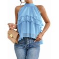 thumbnail image 2 of Women'S Layered Ruffle Hem Sleeveless Halter Chiffon Blouse Flowy Tank Tops XXL, 2 of 9