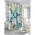 thumbnail image 5 of Teal Starfish Coastal Waterproof Fabric Shower Curtain, Summer Beach Nautical Retro Shower Curtain for Bathroom Curtains Bathtubs Hotel Washable Shower Curtains with 12 Hooks Extra Long 72x96, 5 of 6