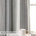 thumbnail image 6 of DriftAway Chris Vertical Striped Pattern Linen Blend Lined Thermal Insulated Blackout and Room Darkening Linen Curtains for Farmhouse Printed 2 Panels 52 Inch by 63 Inch Gray, 6 of 8