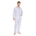 thumbnail image 2 of GLOBAL Men 100% Cotton Pajama Set For Men Lightweight Soft Nightwear Long Sleeves PJS With Pockets, 2 of 5