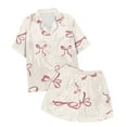thumbnail image 4 of Sunnyoo Ensemble de Pyjama 2 Pcs pour Filles Imprimé Nœud Manches Courtes Chemise à Boutons Shorts, 4 of 4